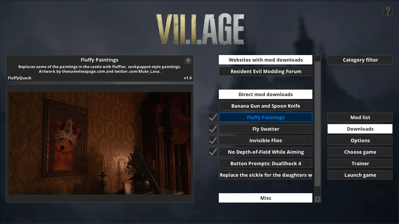 دانلود مد Fluffy Manager برای بازی Resident Evil Village